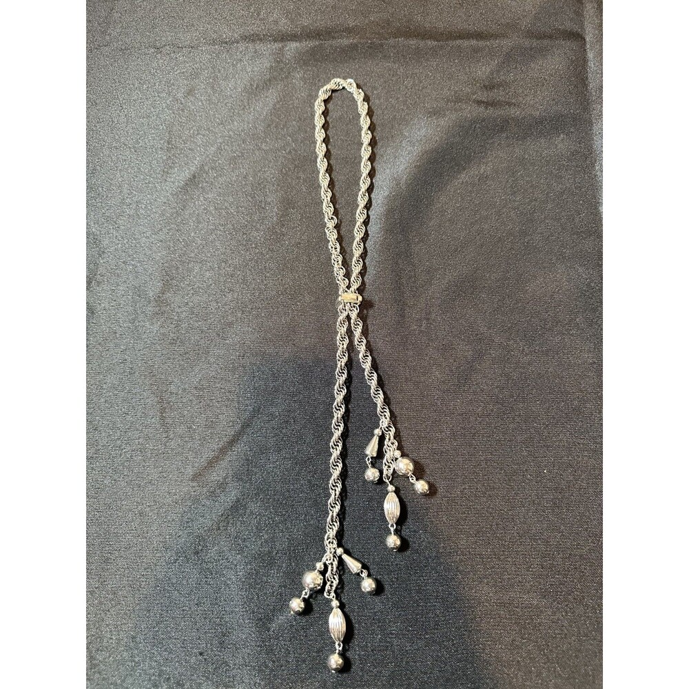 Vintage Silver Tone Chain Tassel Necklace